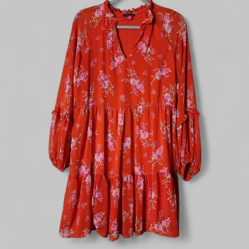 Vince Camuto Tangerine,Pink Floral Women's Mini Dress